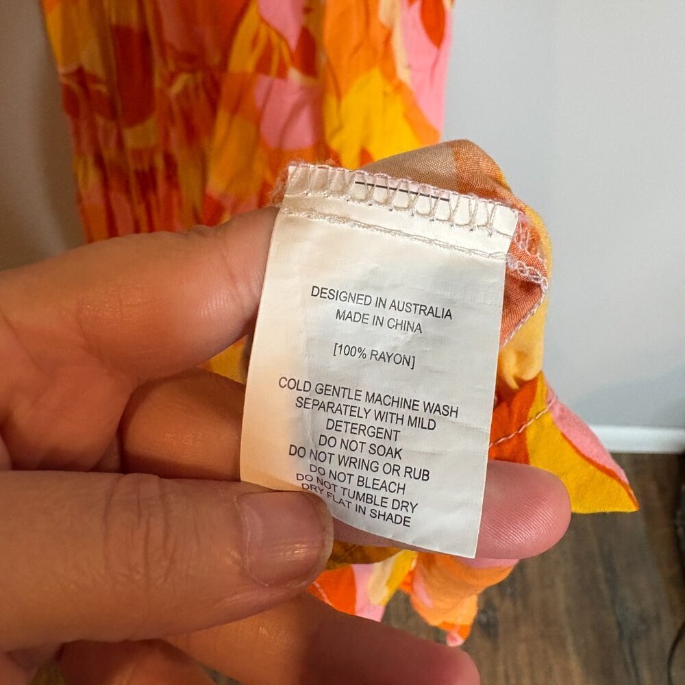 Abel The Label Anthropologie Orange Pink Boho Maxi Dress - Picture 6 of 7